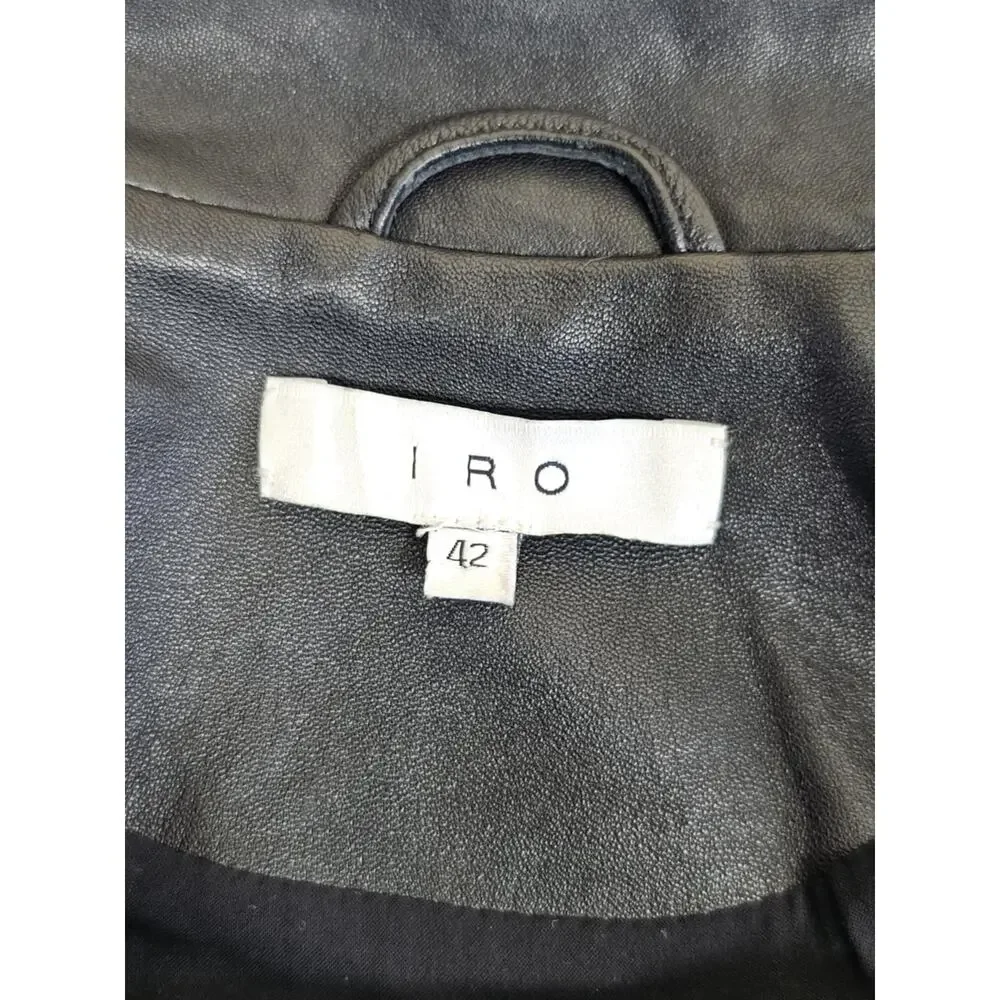 IRO Ashville Black Lambskin Leather Moto Biker Jacket RARE Size US 10 EU 42 - Picture 12 of 15